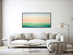 Coastal Abstract Artwork - Modern Seascape Painting - Nautical Framed Canvas Print - Ocean Wall Art - Large Beach Art - &quot;MARINE VISTA&quot;