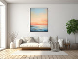 Coastal Abstract Artwork - Modern Seascape Painting - Nautical Framed Canvas Print - Ocean Wall Art - Large Beach Art - &quot;GOLDEN HOUR&quot;