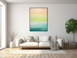 Coastal Abstract Artwork - Modern Seascape Painting - Nautical Framed Canvas Print - Ocean Wall Art - Large Coastal Beach Art - &quot;AQUA DREAM&quot;