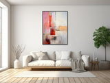 Abstract Expressionist Painting - Framed Canvas Print - Large Modern Wall Art - Pink, Rose, Beige - &quot;PLEASANT JOURNEY 3&quot;