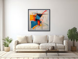 Large Abstract Canvas Wall Art - Framed Canvas Print - Modern Abstract Expressionist Painting - Blue and Orange - &quot;MULTIFACET 2&quot;