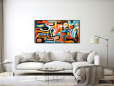 Mid-Century Modern Art - Retro Geometric Wall Art - Framed Canvas Print - Modern Abstract Painting - Bold Bright Colors  - &quot;MODERN MOSAIC&quot;