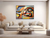 Mid-Century Modern Art - Retro Geometric Wall Art - Framed Canvas Print - Modern Abstract Painting - Bold Bright Colors  - &quot;VINTAGE FUSION&quot;