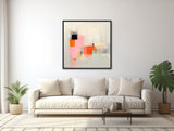 Abstract Minimal Wall Art - Large Abstract Painting - Framed Canvas Print - Modern Expressionist - Beige, Pink  - &quot;MINIMAL MAGIC 1&quot;