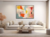 Large Minimal Pastel Painting - Modern Abstract Wall Art- Framed Canvas Print - Beige, Blue, Pink, Yellow - &quot;COLOR BALLET 1&quot;