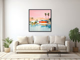 Mid-Century Architecture Art - Paper Print or Framed Canvas - Palm Springs Retro Home Art - Mid Century Modern Painting - &quot;DESERT OASIS 3&quot;