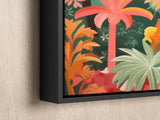 a painting on a wall of a tropical scene