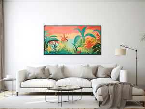 Tropical Landscape Painting - Vibrant Abstract Botanical Wall Art - Boho Style Giclée Print or Framed Canvas Print  - &quot;TROPICAL TREETOPS&quot;