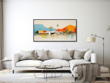 Mid-Century Architecture Art - Palm Springs Home Art  - Desert Abstract Painting - Mid Century -  Panoramic Canvas Print - &quot;RETRO VISTA&quot;