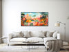 Tropical Landscape Painting - Abstract Botanical Wall Art - Boho Style Giclée Print or Framed Canvas Print - Orange, Green - &quot;LUSH FIESTA&quot;