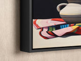 a painting of a vase and a pair of socks