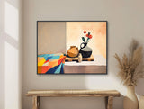 Southwestern Still Life Painting  - Modern Western Decor - Beige and Tan Pottery Art - Framed Canvas or Giclée Print - &quot;ADOBE ROSE&quot;