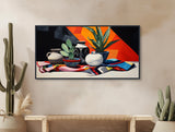 Southwestern Still Life Painting  - Modern Western Decor - Agave Cactus and Pottery Art - Framed Canvas or Giclée Print - &quot;CACTUS AND CLAY&quot;