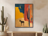 Southwestern Wall Art  - Modern Western Decor - Large Framed Canvas or Giclée Print - Abstract Landscape Cactus Painting - &quot;CANYON ROAD 1&quot;