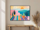 Southwestern Wall Art - Pastel Western Decor - Desert Agave Cactus Art - Landscape Painting - Framed Canvas or Giclée Print - &quot;ADOBE VISTA&quot;