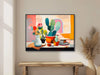 Southwestern Still Life Painting  - Colorful Modern Western Decor - Cactus Rose Pastel Art - Framed Canvas or Giclée Print - &quot;PRICKLY POT&quot;