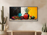 Southwestern Still Life Painting  - Modern Western Decor - Agave Cactus and Pottery Art - Framed Canvas or Giclée Print - &quot;SONORAN STILL 1&quot;