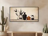 Southwestern Still Life Painting  - Modern Western Decor - Beige and Black Pottery - Framed Canvas or Giclée Print - &quot;DESERT SHADOWS&quot;