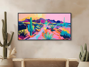 Southwestern Wall Art - Sonoran Desert Landscape - Western Decor - Panoramic Painting - Framed Canvas or Giclée Print - &quot;HIGH DESERT&quot;