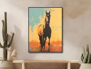 Southwestern Wall Art  - Modern Western Decor - Abstract Horse Painting - Framed Canvas or Giclée Print - &quot;COMIN&#39; HOME&quot;