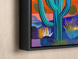 a painting of a cactus and other plants on a wall