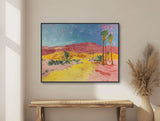 California Desert Painting - Palm Tree Landscape - Midcentury Modern Art - Palm Springs - Framed Canvas or Giclée Print - &quot;GOLDEN TRAIL&quot;