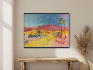 California Desert Painting - Palm Tree Landscape - Midcentury Modern Art - Palm Springs - Framed Canvas or Giclée Print - &quot;GOLDEN TRAIL&quot;