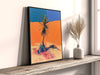 a painting of a palm tree on a shelf