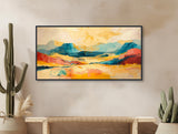 Mountain Wall Art - Southwest Landscape Art - Western Desert Painting - Midcentury Art - Panoramic Giclée Canvas Print - &quot;ECHO VALLEY&quot;