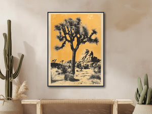 Joshua Tree Wall Art - Western Desert Decor - Southwest Vintage Retro -Midcentury Modern - Framed Canvas or Giclée Print - &quot;QUIET GUARDIAN&quot;