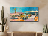 Mid-Century Architecture Art - Palm Springs Retro Painting - Giclée Print or Framed Canvas - Mid Century Modern Wall Art - &quot;DESERT DESIGN&quot;