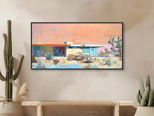 Mid-Century Architecture Art - Palm Springs Retro Painting - Giclée Print or Framed Canvas - Mid Century Modern Wall Art - &quot;DESERT CHIC&quot;